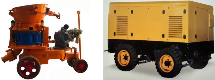 air shotcrete machine with air compressor