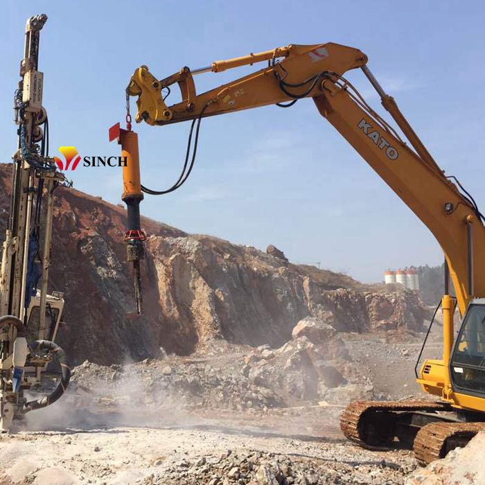 Excavator mounted big rock splitter