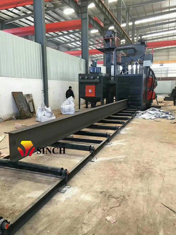 Roller conveyor type shot blasting machine for H beam